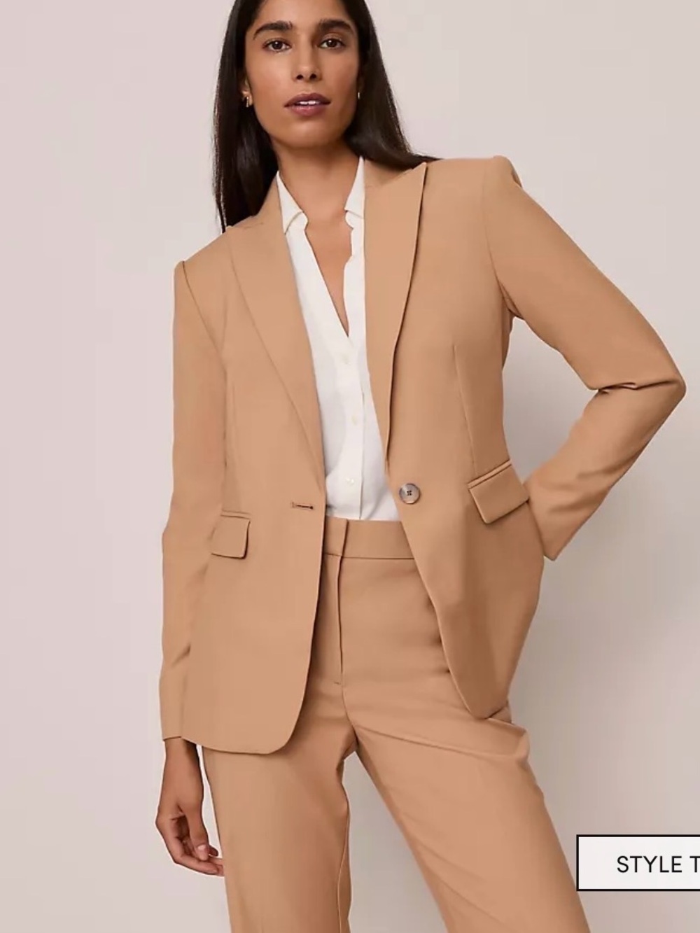 Ann Taylor Tan Fitted Long Blazer NWOT | 6